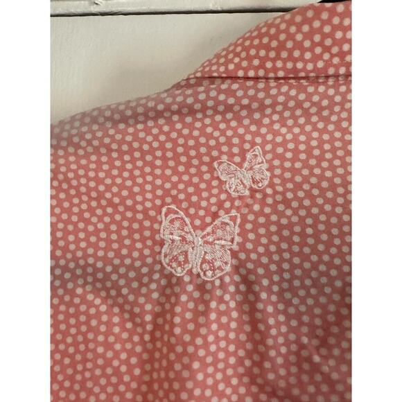 FIOR DA LISO Tessa I Coral Dots Equestrian Button Down Embroidered Butterfly - Picture 4 of 8